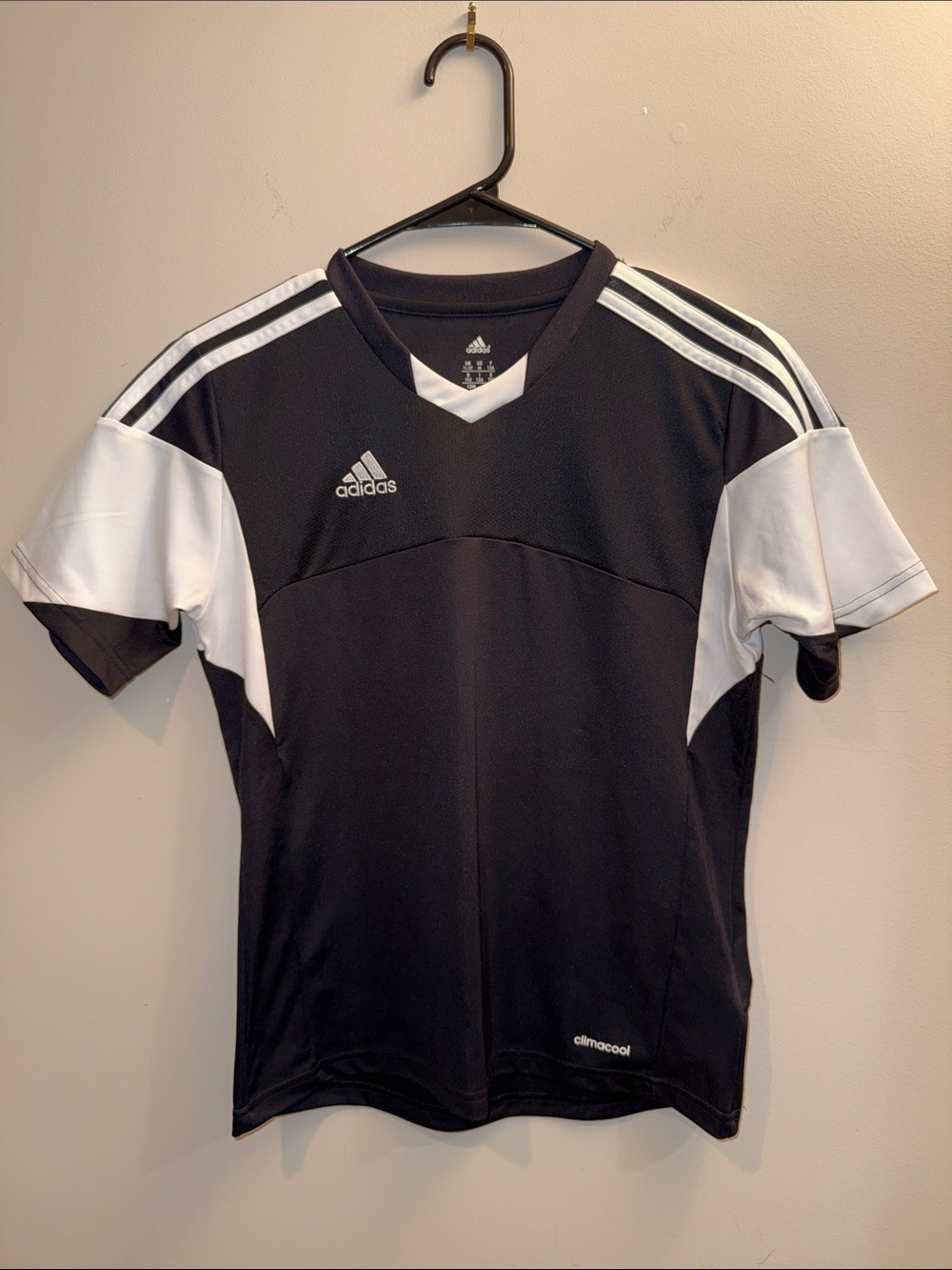 Adidas Black and White ClimaCool Youth Soccer Jersey